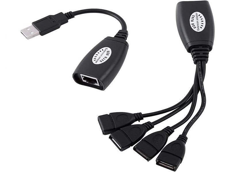 ZATECH USB RJ45 to 4 USB Adapter- Long-Range Wired Connectivity Hub