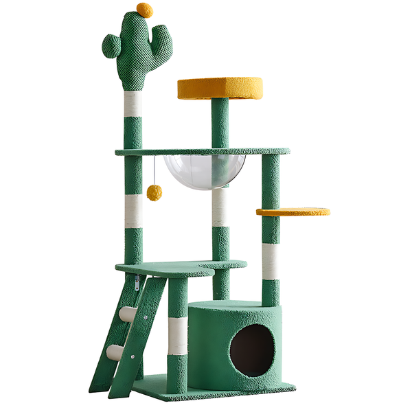 136CM Pet Cat Climbing Frame Tree Tower House Cactus Scratching Toy