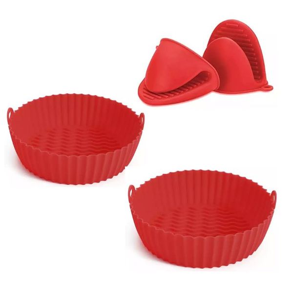 Washable Air Fryer Silicone Floppy Liners - 2 Pack + Silicone Oven Gloves