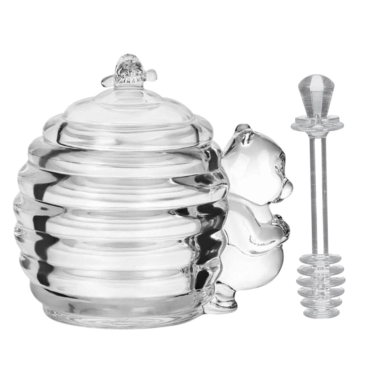 Novelty Glass Bear Honey Jar And Acrylic Dipper Buy Online in South