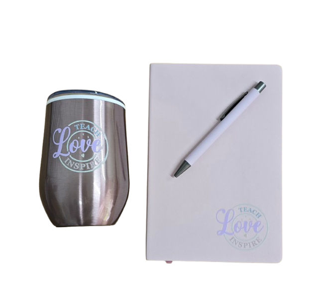 Teacher notebook / tumbler gift set - Pink box