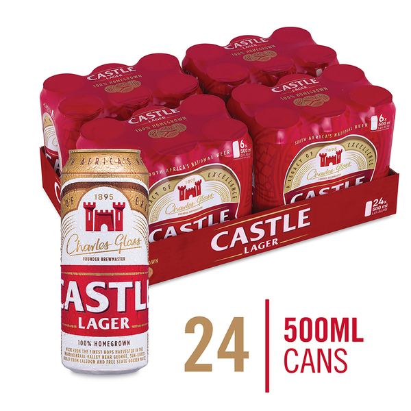 Castle Lager Local Beer 24 x 500ml Can
