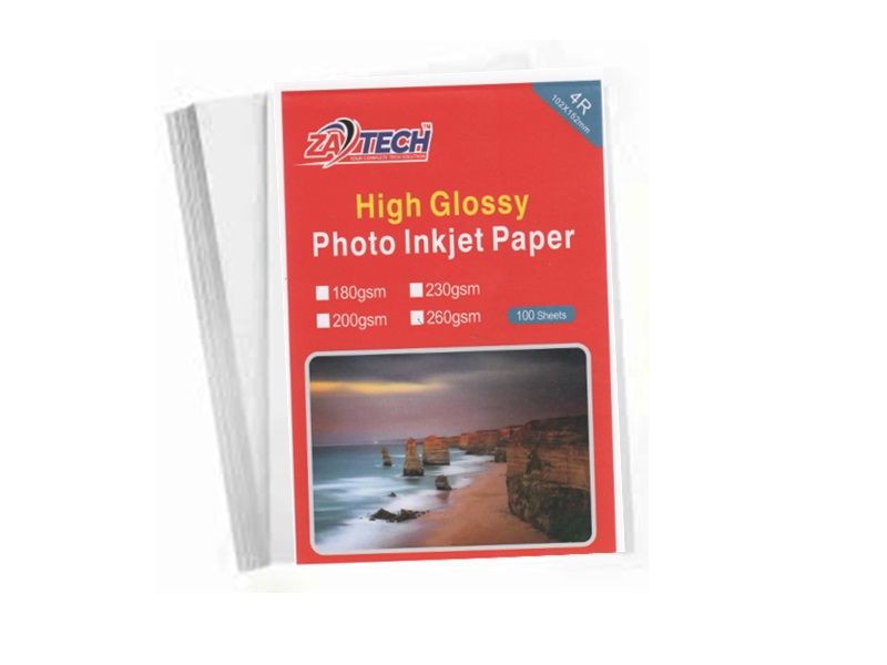 ZATECH High Gloss Photo Paper 260gsm 100 Sheets (4R 102x152mm)
