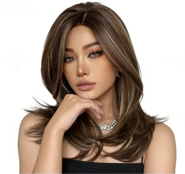 ABTOR Women's Synthetic Wig, Medium Length 40cm, Lightly Wavy