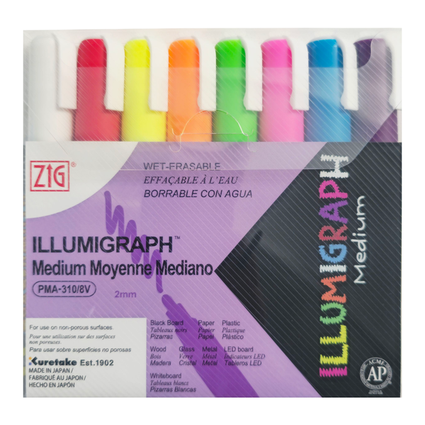 ZIG Posterman Illumigraph Set of 8 Medium Markers