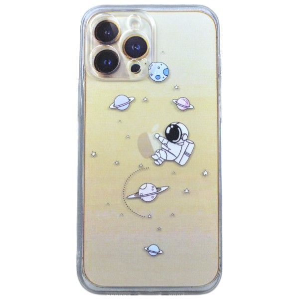 Cartoon Astronaut And Planets Phone Case for iPhone 13ProMax - Transparent