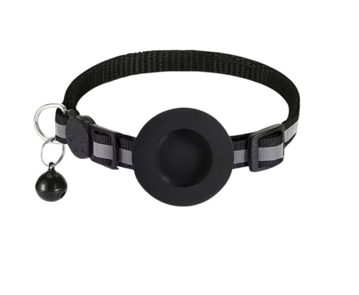 Adjustable Cat Collar with Bell &amp; Silicone AirTag Holder
