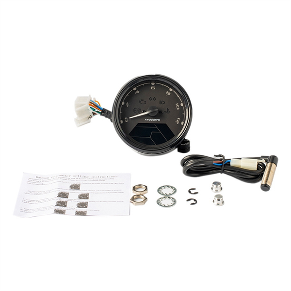 LCD Digital Speedometer Tachometer Cafe Racer Moto Odometer 12000RPM