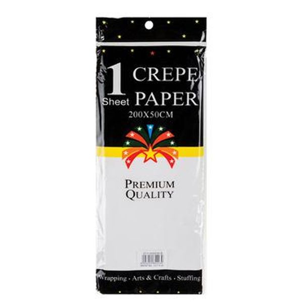 Paper Crepe Sheet White - 50 x 2m (1 Sheet)