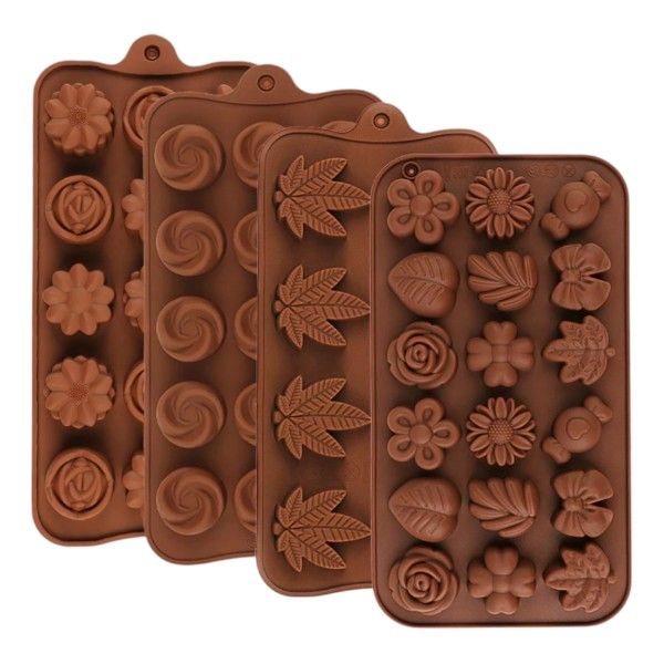 4 Piece - Silicone Mold Trays With Novelty Shapes - Brown
