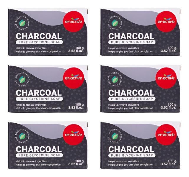 EF Active Charcoal Glycerine Soap 100g x 6 pack