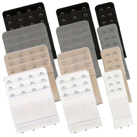 Bra Extenders - Pack of 12 - White, Black, Beige, Grey Image