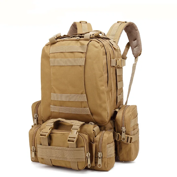 Tactical Military Backpack - 3 Molle Bags - Khaki