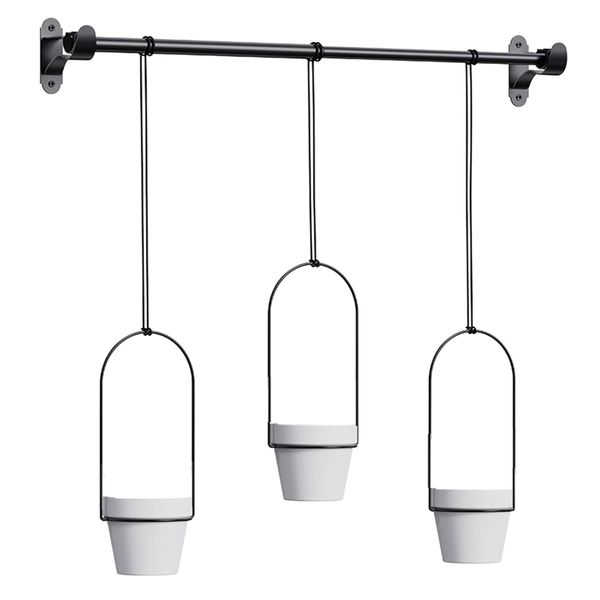 Garden Wall Mounted Window Hanging Planters With Three Pots - 57cm