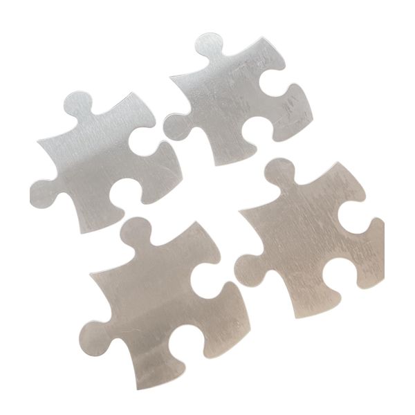 Puzzle Shape Stainless Steel Coasters Set of 4 - Brushed Finish | NSSC