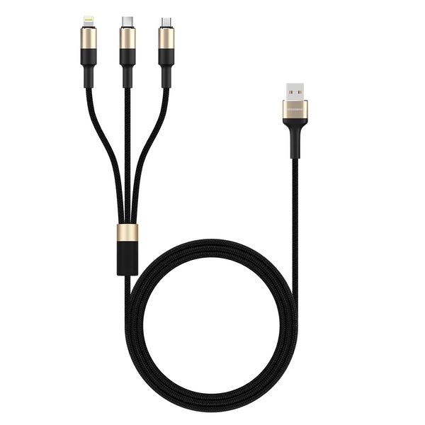 Rockrose Acacia Max 3A Max 1M 3-IN-1 Cable, Black &amp; Gold