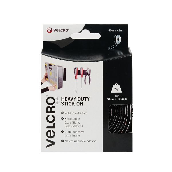 VELCRO® Brand Heavy Duty Stick On Tape 50mm x 1m black