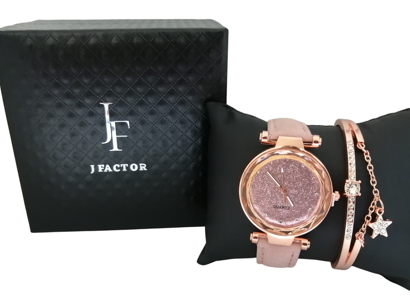 Rosalie Rhinestone Quartz Watch and Bracelet set by J Factor