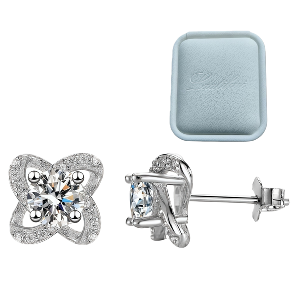 1CT Halo Moissanite Stud Earrings - 4 Prong S925 Sterling Silver