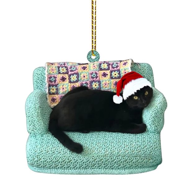 Christmas tree decoration acrylic ornaments pendant-light strip cat