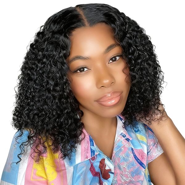 Black In 12inch Wear&amp;Go Wig Curly Hair Wig With 4x4 Mid way Closure