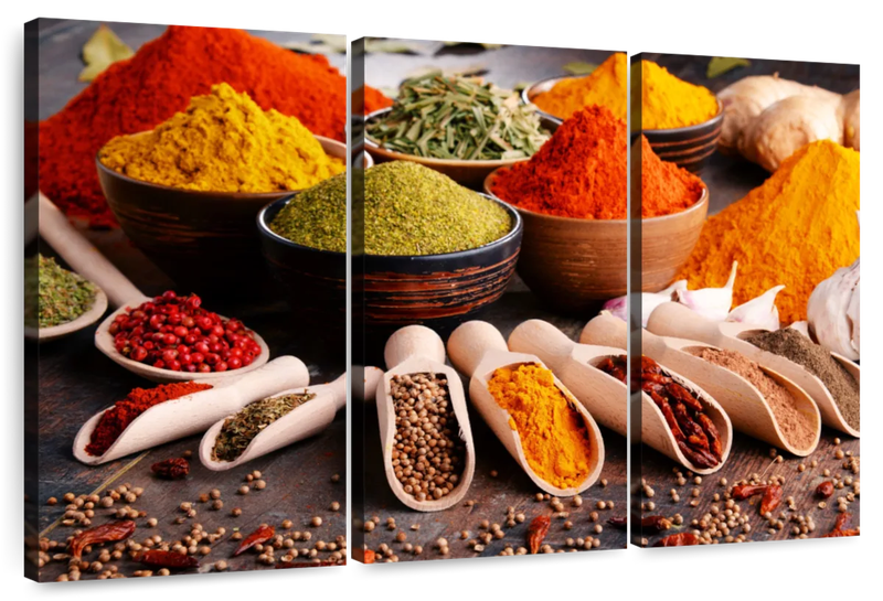 Canvas Art - Spices And Herbs 3 Piece Canvas Wall Art Living Bedroom Decor