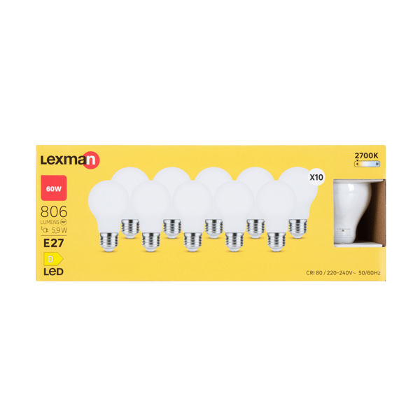 Lexman New23 Filament A60 Milky E27 5.9w Warm White - Set of 10