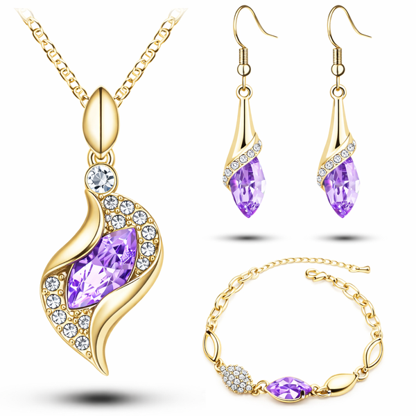 Crystal Necklace, Earrings and Bracelet Jewelry Set - AW