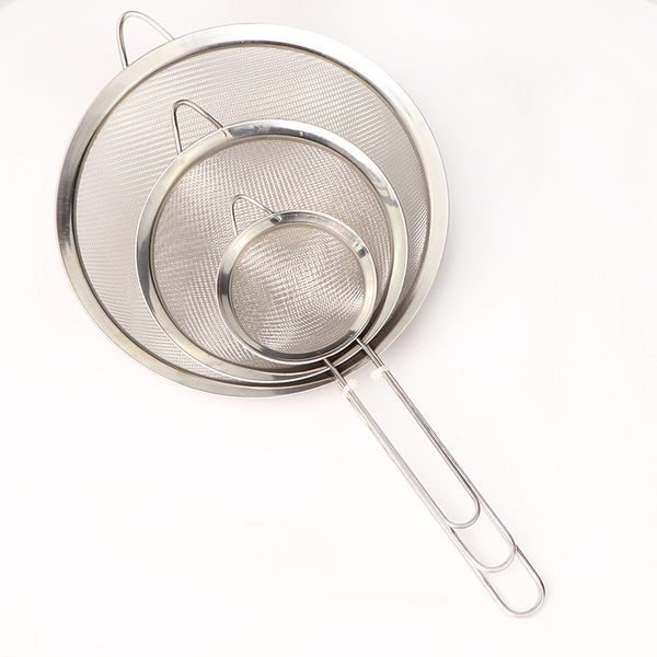 3 Piece Stainless Steel Mesh Strainers - Silver