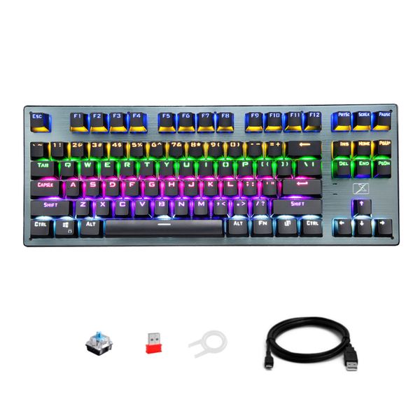 Olive Tree-87 Key Black Wireless Mechanical Gaming Keyboard-Blue Switch