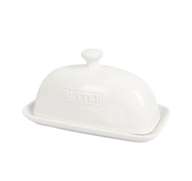 White Ceramic Butter Dish with Lid