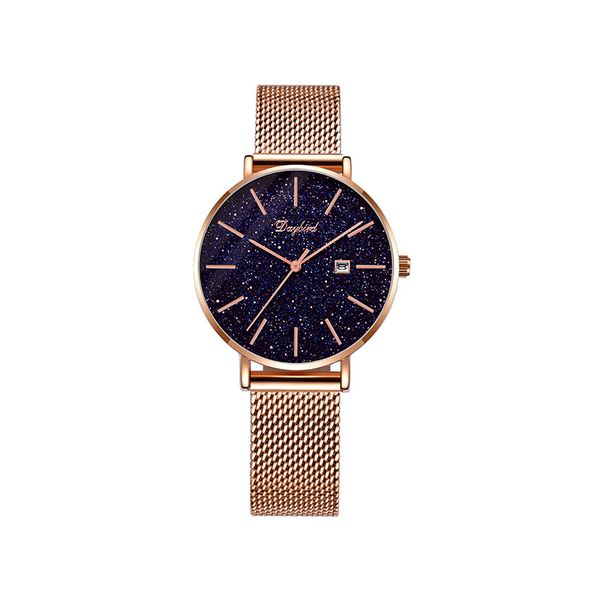 Women's Mesh Bracelet Elegant Large Face Three Hand Quartz Watch