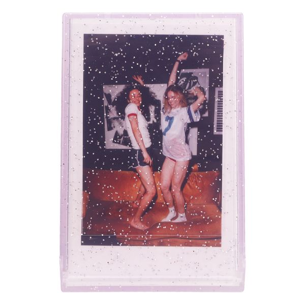 Photo Storage Box Compatible With 3 Inch Photos Purple Glitter