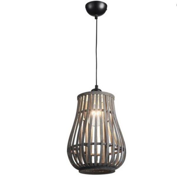 1 Light Vase Shaped Metal &amp; Rattan Pendant