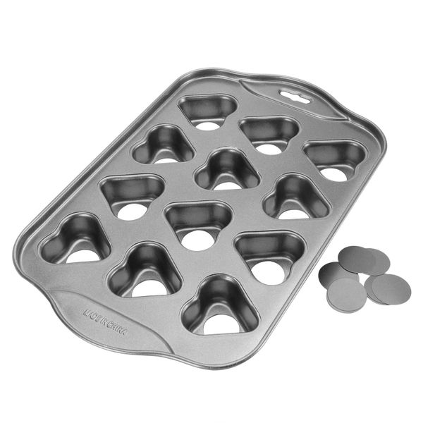 12 Cups Non-Stick Heart Shape Mini Cheese Cake Pan - Black