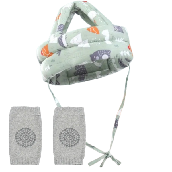 Baby Toddler Head Protective Cap &amp; Non Slip Knee Pads Set