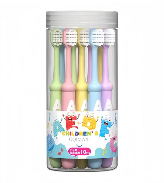 OQIMAX Set of 10 Children's Toothbrushes, Food Grade Silicone,Storage Box