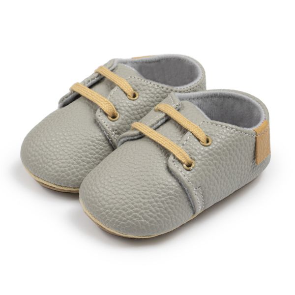 Baby Vegan Leather Lace-ups - Grey