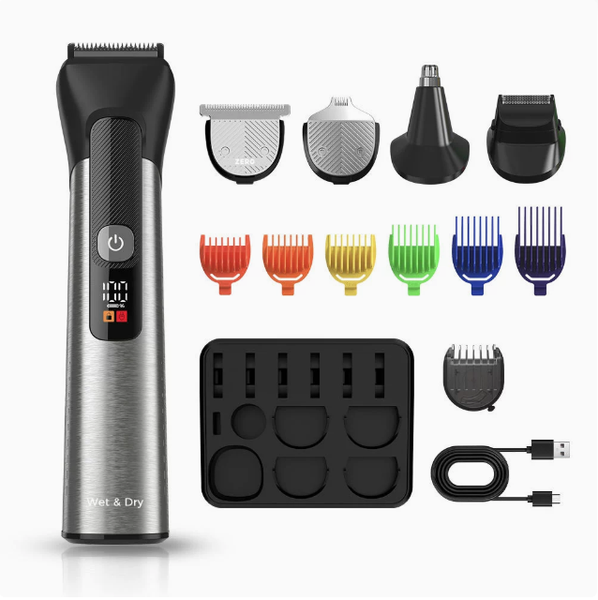 All-in-One Hair &amp; Grooming TrimmerStainless Steel-13-Piece Accessory Kit
