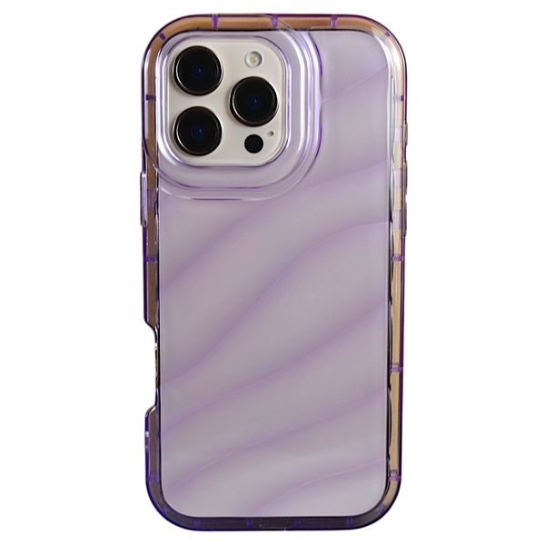 Phone Case with Purple Tint Waves Compatible with Iphone 16 Pro - Clear