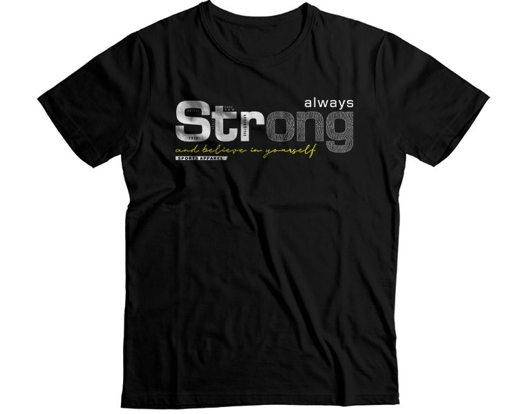 Men's "Always Strong" Printed Graphic T-Shirt - Black