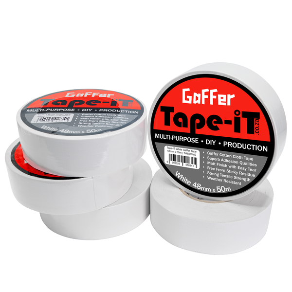 Tape-iT 5 Pack of White Gaffer Tape Rolls 48mm x 50m | Ti4850WG5