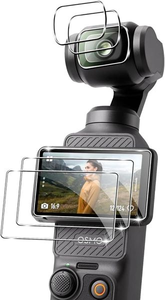 (3+3) Pcs for DJI Osmo Pocket 3 Screen Protector HD Tempered Glass flim