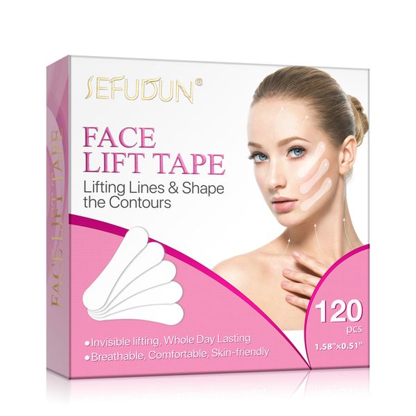 Face Lift Tape, 120 Pieces, Invisible Lifting Contour Strips, Breathable