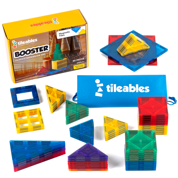 Tileables - 60 Piece Magnetic Tiles (With Travel Bag)