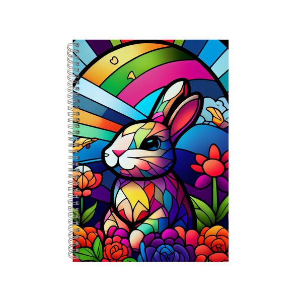 Cartoon Rabbit Stained Glass Notebook Animal Gift Idea A4 Notepad Pad 89