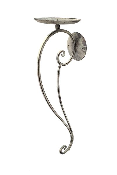 Antique Grey Metal Oblong Painted Candle Holder