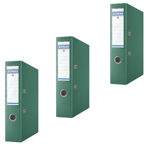 Donau Lever Arch File 75mm, Green (Pack of 3)