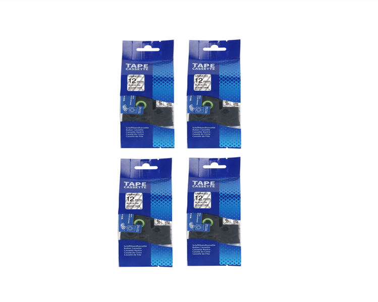 Compatible Brother TZ-131 Black On Clear Label Tape Cartridge 12mm x 4 Pack