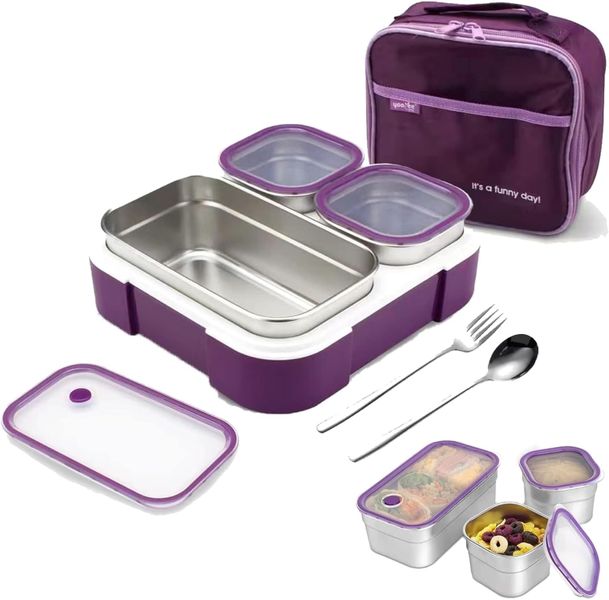 Sulfar Stainless Steel Lunch Box for Kids, Insulated Bento Lunch Box,Purple